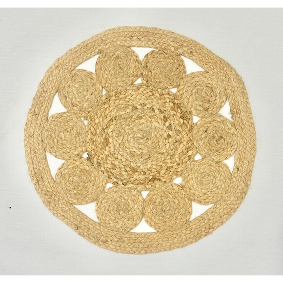 Set of 6 Threshold Jute Round Flower Placemats - Picture 1 of 4